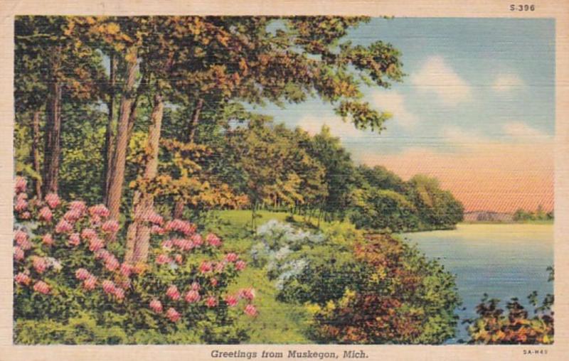 Michigan Greetings From Muskegon 1942 Curteich