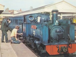 Steam Train Getting Ready to Leave Aberystwyth Railway Station Vintage Postcard