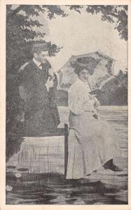 Group Of 6 Couple Romance On Pier Scene Antique Postcards K60714