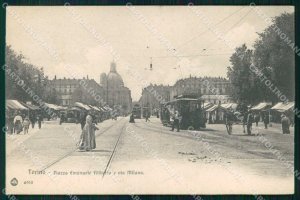 Torino Città Via Milano Tram Mercato Brunner 4656 cartolina MZ6829