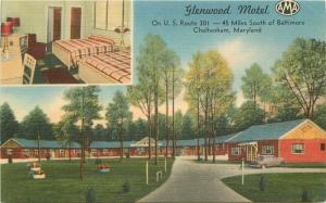 Cheltenham Maryland 1940s Glenwood Motel Postcard roadside Interior 3987