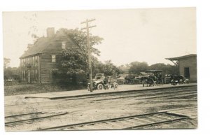 Westbrook ME Railroad Station Train Depot RPPC Real Photo Postcard