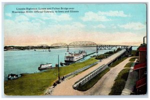 Lincoln Highway Lyons Fulton Bridge Mississippi River To Iowa And IL Postcard 