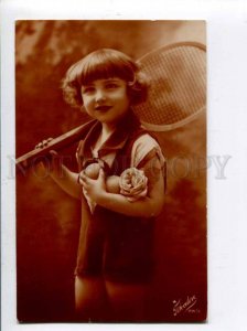 401723 SPORT Fashion TENNIS Girl Vintage PHOTO postcard