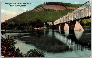 1919 Bridge and Connecticut River Sunderland Massachusetts MA Posted Postcard