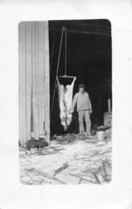 F9/ Occupational Real Photo RPPC Postcard c1910 Farmer Butcher Slaughter 25