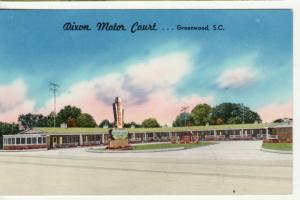 SC   GREENWOOD   DIXON MOTOR COURT  postcard