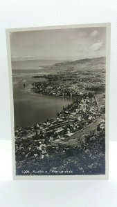 Vintage Rp Postcard Aerial View Montreux and Bay Switzerland Real Photo