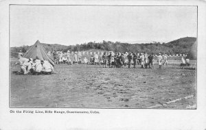 On the Firing Line, Rifle Range GUANTANAMO Cuba Military c1900s Vintage Postcard