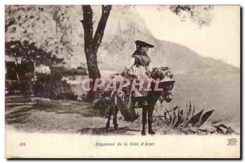 Old Postcard Peasant of the cote d & # 39azur Donkey