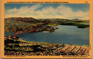 Vtg Golden Gate Entrance to San Francisco Bay Presidio California CA Postcard