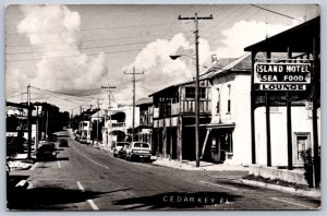 K46/ Cedar Key Florida RPPC Postcard c1980s Island Hotel Main Street  157