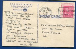 Corinth Motel US 45 Mississippi ms linen postcard