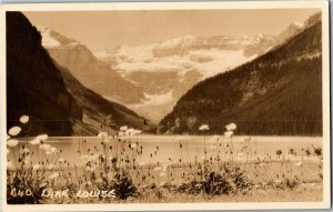 RPPC Lake Louise Banff Wildflowers in Foreground Vtg Postcard E24