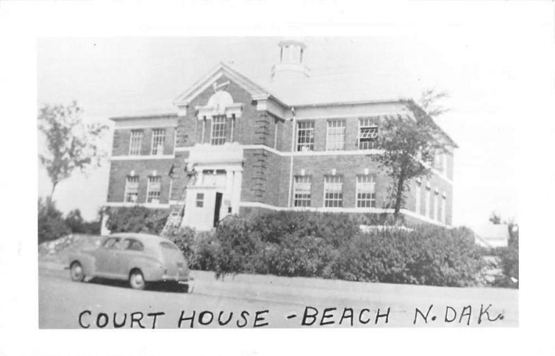 Beach North Dakota Court House Real Photo Antique Postcard K98610