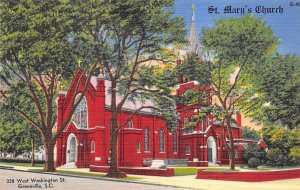 Greenville South Carolina 1940s Postcard St. Mary's Church