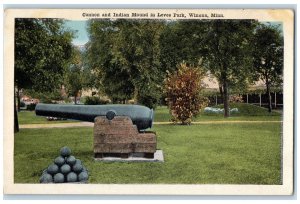 c1950's Cannon & Indian Mound Levee Park Ground Trees Winona Minnesota Postcard
