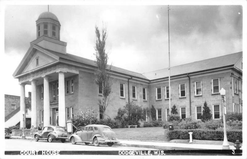 Dodgeville Wisconsin Court House Exterior Real Photo Antique Postcard K27094
