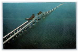 Vintage 1960's Postcard Famous Sunshine Skyway Bridge Tampa Bay Florida