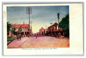 Vintage 1900's Tinted Photo Postcard Railroad Avenue Albuquerque New Mexico