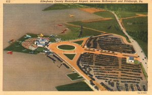 Vintage Postcard 1920's Allegheny Co. Municipal Airport Pittsburgh Pennsylvania