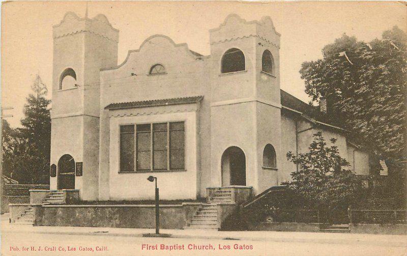 C-1910 First Baptist Church LOS GATOS CALIFORNIA Crall postcard 4647