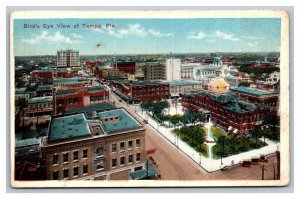 Vintage 1915 Postcard Panoramic View of Downtown & Old Cars Tampa Florida