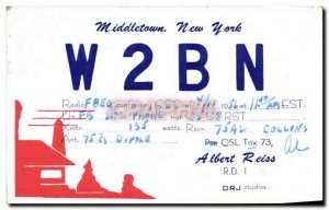 Postcard Old Telegraphie W2BN Middletown New York
