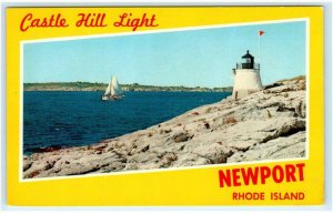 NEWPORT, RI Rhode Island ~ Historic CASTLE HILL LIGHT Lighthouse c1960s Postcard