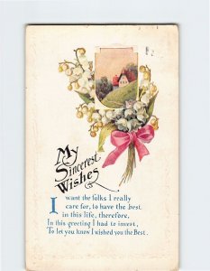 Postcard Greeting Card with Poem and Flowers Embossed Art Print