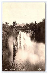 Snoqualmie Falls Near Seattle Wash. Washington RPPC Postcard