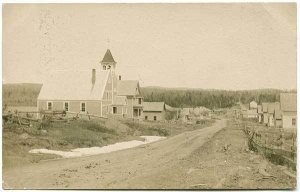 Shirley Mills ME Dirt Street View Store Fronts 1907 RPPC Real Photo Postcard