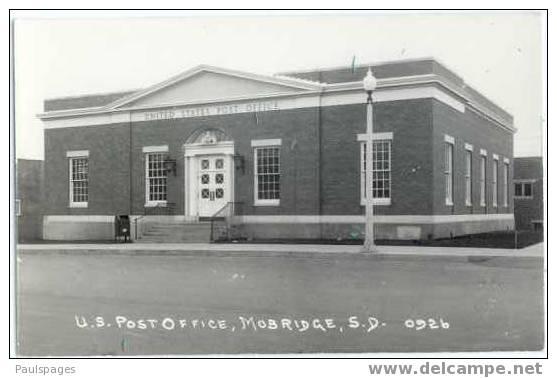 RPPC U.S. Post Office in Mobridge, South Dakota, SD, EKC Real Photo