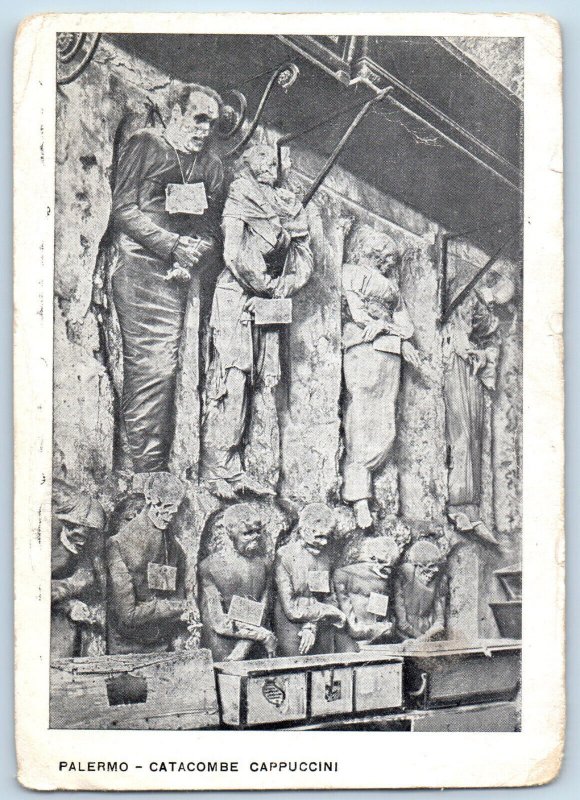 Sicily Italy Postcard Catacombe Cappucini Palermo c1940's Vintage Unposted