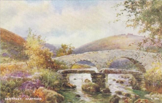 England Dartmoor Dartmeet Rustic Bridge