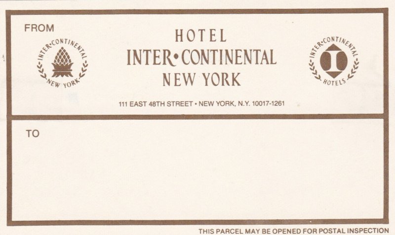 New York City Hotel Inter-Continental Vintage Luggage Label sk3102