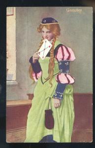 VICTORIAN ERA PRETTY GIRL VINTAGE POSTCARD GRETCHEN AULLVILLE MISSOURI MO.