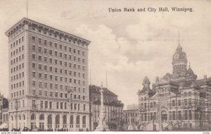 WINNIPEG , Manitoba , Canada , 1900-10s ; Union Bank & City Hall