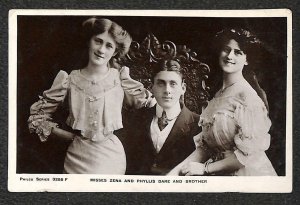 RPPC MISS ZENA & PHYLLIS DARE AND BROTHER STUDIO REAL PHOTO POSTCARD (c. 1910)