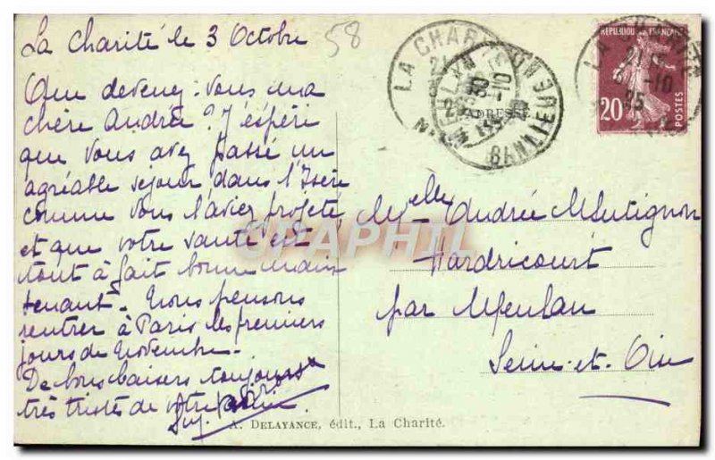 Old Postcard La Charite Sur Loire on the Terrace