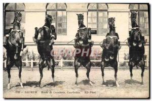 Old Postcard Horse Equestrian Saumur Cavalry School bows