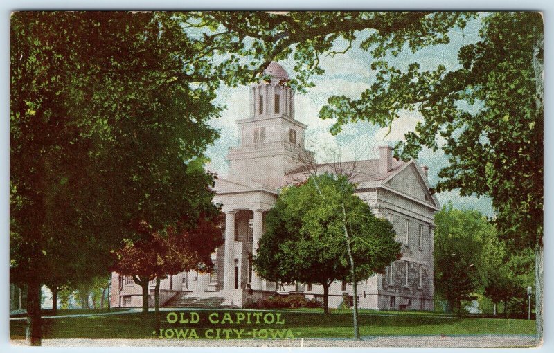 c1910s Iowa City IA Old Capitol Building Roadside University Campus Hawkeye A275