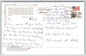 Hanauma Bay Postcard -  Hawaii - 1964 - US Navy USS Carl Vinson Cancel