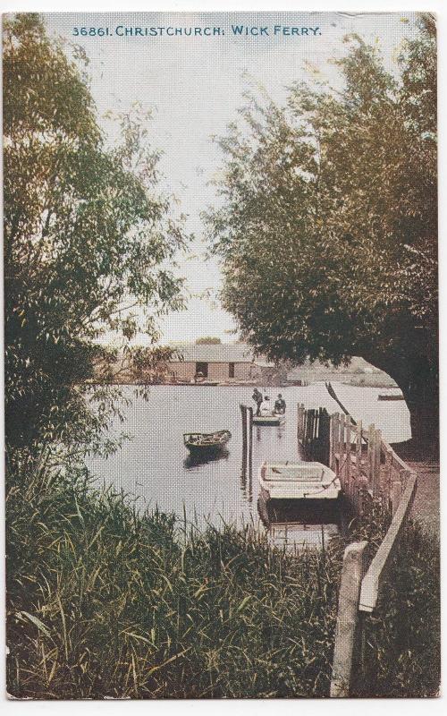 Dorset Christchurch Wick Ferry PPC 1906 Boscombe PMK View From River