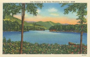 Green Mountains Vermont Lake Dunmore  Linen Postcard Unused