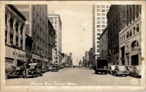 Takoma Washington RPPC Street Scene Pacific Ave Shops Truck Ellis Postcard V19