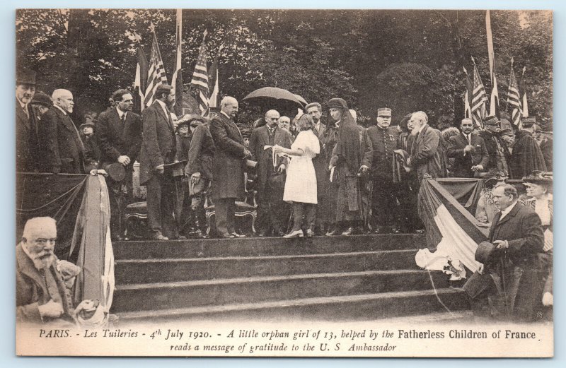 WWI Orphan Girl Fatherless Children Of France American Ambassador Postcard