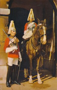 Whitehall - Mounted Life Guard and Sentry - Central London, England - pm 1966