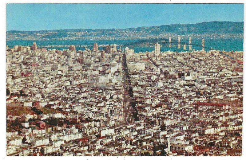 Vintage postcard, Aerial view of San Francisco, California, standard, chrome 