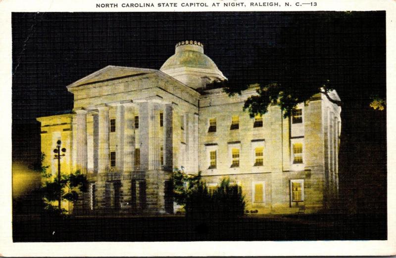 North Carolina Raleigh State Capitol Building At Night